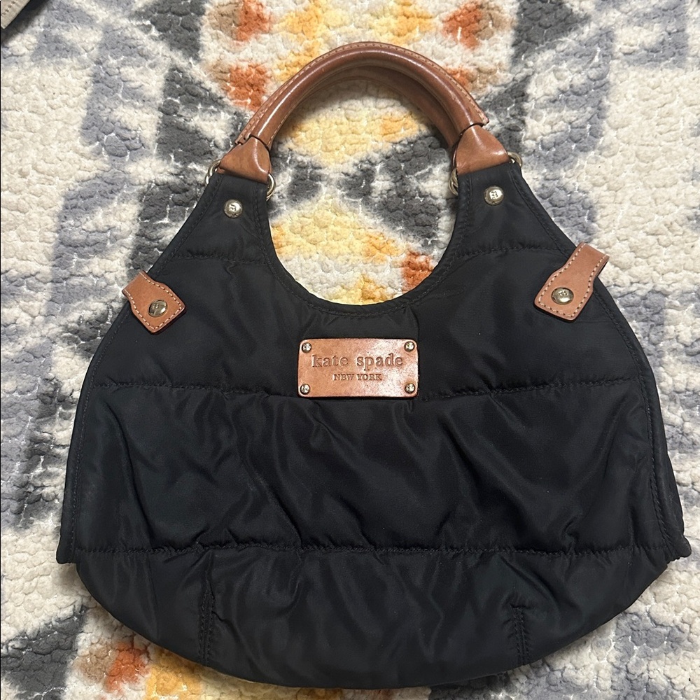 Kate Spade Black Puffer Bag with Brown Accents